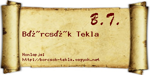 Börcsök Tekla névjegykártya